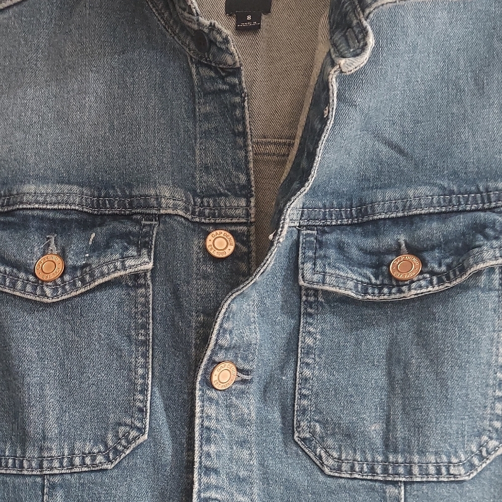 GAP Blue Denim Jumpsuit with Rolled Sleeves - Picture 5 of 6